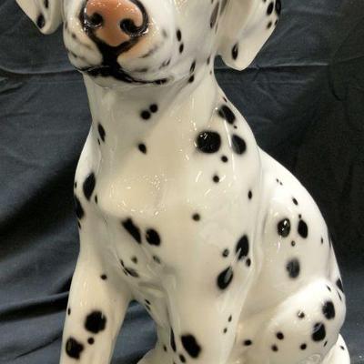 48: Vtg Hand Painted Porc Dalmatian Dog Statuary ITALY
