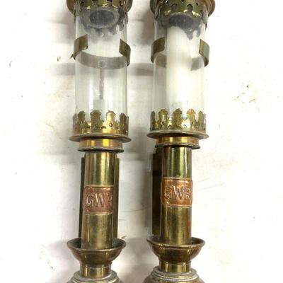 GWR Pr Antique Brass & Copper Carriage Lights
