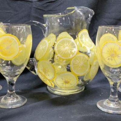 KATHY 9 Pc Hand Painted Garden Party Glass Set
