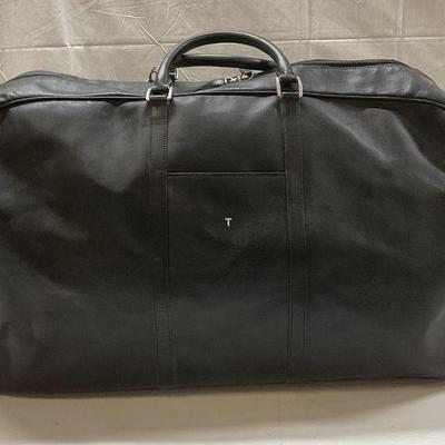 75: T Anthony Black Leather Luggage Bag, Italy
