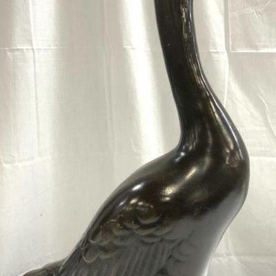 Vintage Bronze Goose Sculpture 23in H

