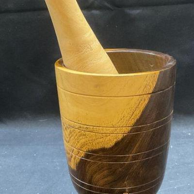 Vintage Turned Wood Mortar & Pestle

