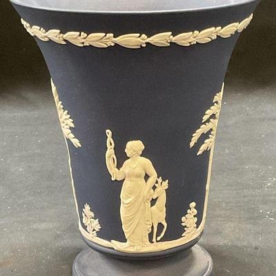 93: Wedgwood Dark Blue Jasperware Vase, England
