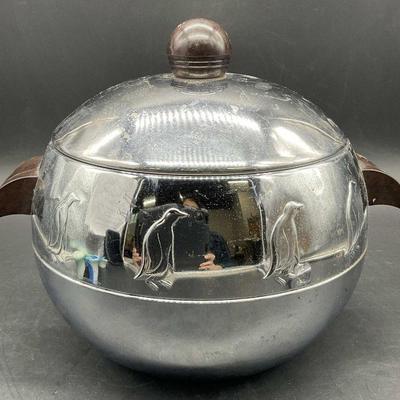 Vintage West Bend Chrome Penguin Ice Bucker, Lid
