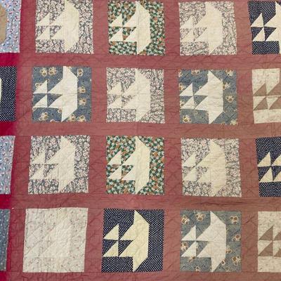 Vintage Handmade Multicolored Patchwork Quilt
