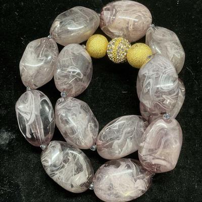174: Vintage Chunky Faux Smokey Quartz Necklace
