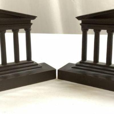 64: Antq Pr Bradley&Hubbard Bronzed Bookends Grk Clmns
