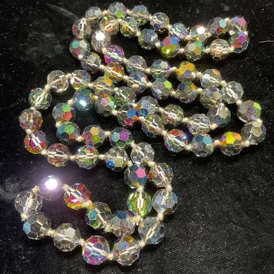 Vintage Aurora Borealis Crystal Beaded Necklace
