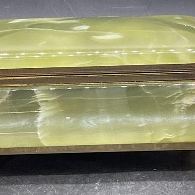 Vintage Green Stone Jewelry Casket / Keepsake Box
