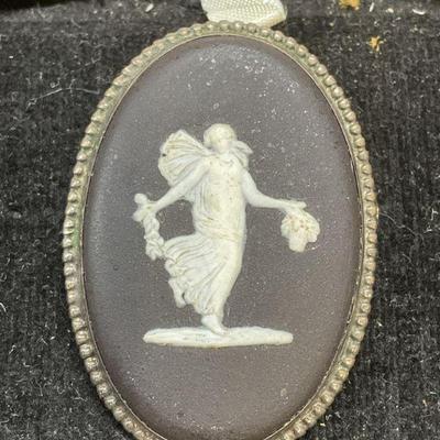 Vtg Wedgwood Sterling Silver Jasperware Brooch

