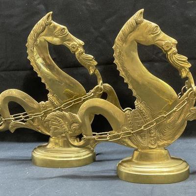 104: Pair Venetian Brass Gondola Seahorse Locks
