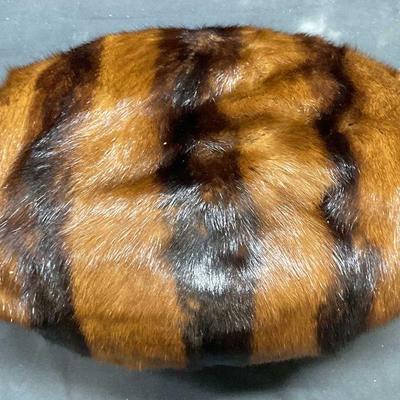 Vintage Brown Fur Striped Muff Hand Warmer

