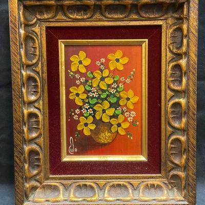 Framed Signed Still Life with Flowers Oil Painting
