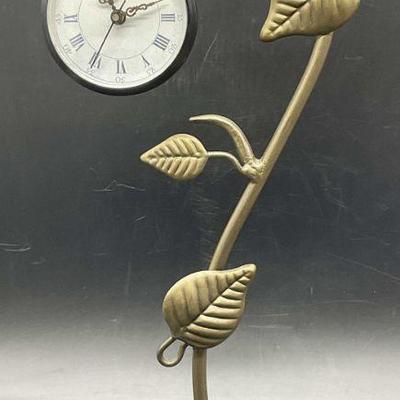 Metal Leaf Motif Tabletop Clock
