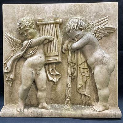 91: Stone Style Eros & Psyche Relief Will Plaque
