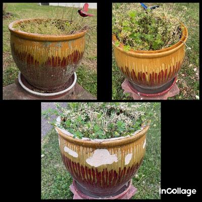 Trio Of Glazed Planters