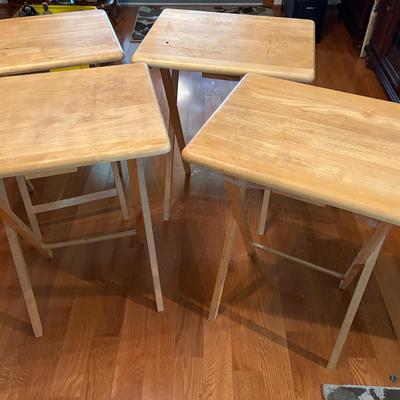Four Wood Folding TV Trays