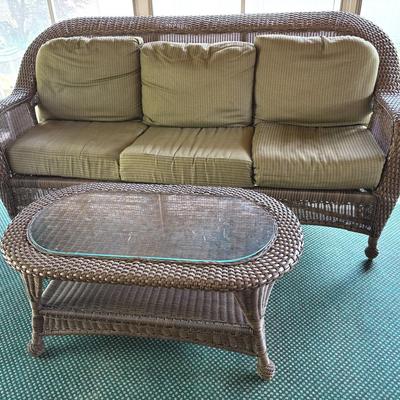 North Cape Outdoor Resin Wicker Sofa & Coffee Table