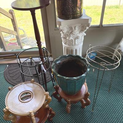 Variety Of Plant Stands-Wood, Metal, Plaster, Brass