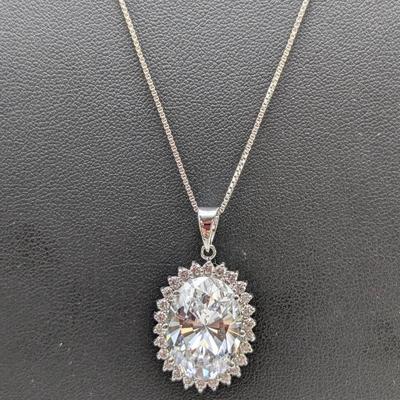 Sterling Silver "Diamonique" Necklace