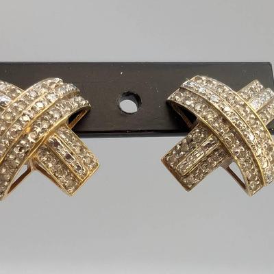 14K Gold & Diamond Cluster Earrings 