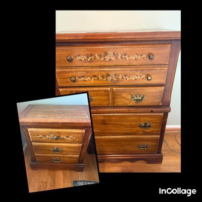 Vintage Chest Of Drawers & Matching Nightstand 