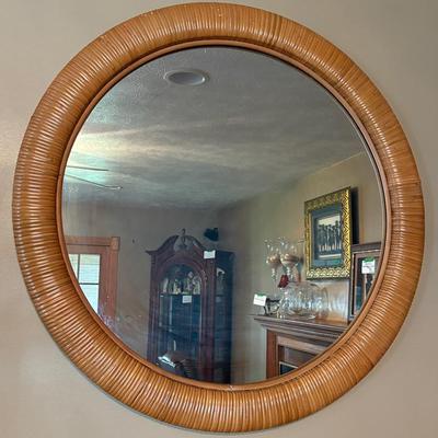 Vintage Round Rattan Wall Mirror