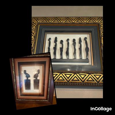 Two African Shadow Box Carved Art