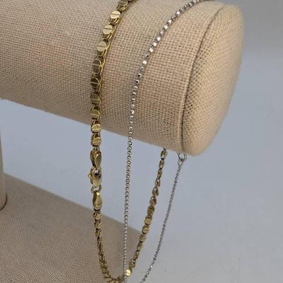 Two 10" Long, 14K Gold Anklets