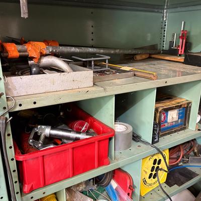 Garage Items-Power Mate, Pipe Clamps, Grease Guns, Fisk Battery Charger