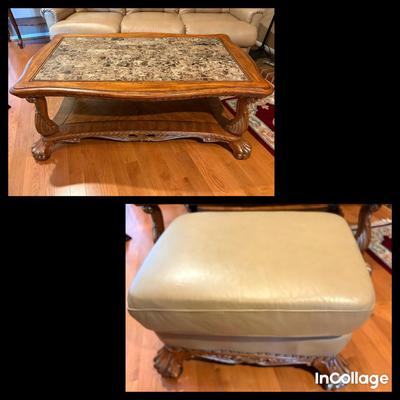 Large Coffee Table & Matching Ottoman 