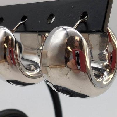14K White Gold Chunky Hoop Earrings 