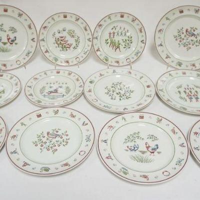1026	JOHNSON BROS 12 DAYS OF CHRISTMAS PLATES, 8-10 1/4 IN PLATES, 4-8 3/4 IN PLATES
