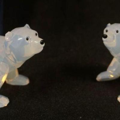 1086B	SWAROVSKI WHITE OPAL POLAR BEAR CUBS, APPROXIMATELY 2 1/4 IN HIGH
