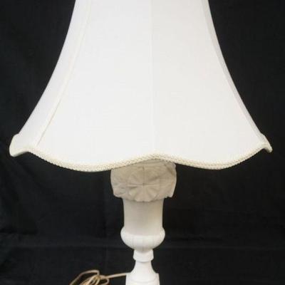 1167	MARBLE URN SHAPED TABLE LAMP WITH CARVED FLOWERS, APPROXIMATELY 27 IN H
