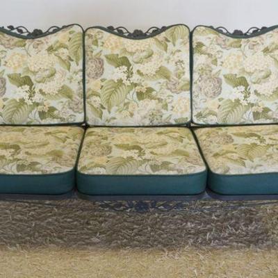 1235	WROUGHT IRON PATIO/SUN ROOM SETTEE WITH FLORAL DESIGNS, APPROXIMATELY 72 IN X 30 IN X 34 IN
