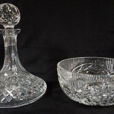 1152	WATERFORD CRYSTAL DECANTER AND BOWL, DECANTER APPROXIMATELY 10 IN H
