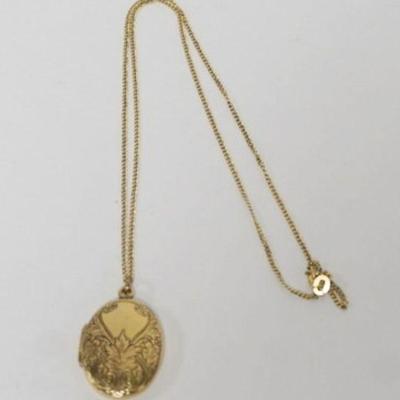 1101	14K LADIES NECKLACE WITH 14K GOLD FILLED LOCKET, CHAIN DWT 1.79
