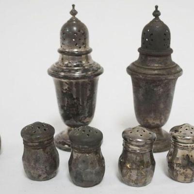 1163A	STERLING SILVER SALTS & PEPPERS, 5.1 TOZ, LARGES ONES MARKED GORHAM

