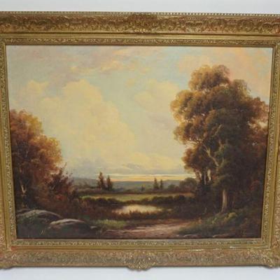 1153	OIL PAINTING ON CANVAS, LANDSCAPE, SIGNED A SPENCER APPROXIMATELY 31 IN X 26 IN OVERALL
