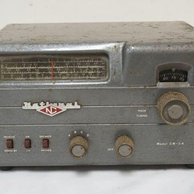 1246	NATIONAL RADIO MODEL SW-54 SHORTWAVE RADIO, UNTESTED AND SOLD AS IS FOR PARTS OR RESTORATION, APPROXIMATELY 12 IN X 7 IN X 8 IN D
