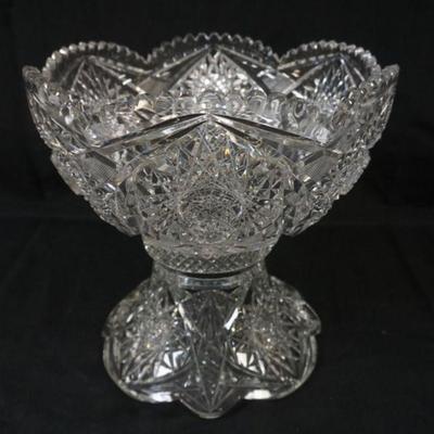 1133	EGGINTON SIGNED AMERICAN BRILLIANT CUT GLASS PUNCH BOWL, APPROXIMATELY 13 IN X 12 IN H
