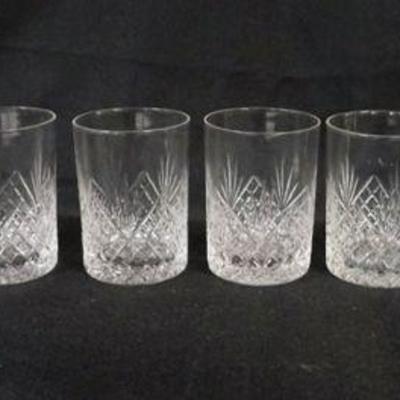 1140	6 CUT GLASS TUMBLERS AND 3 WINES, APPROXIMATELY 3 IN X 4 1/4 IN
