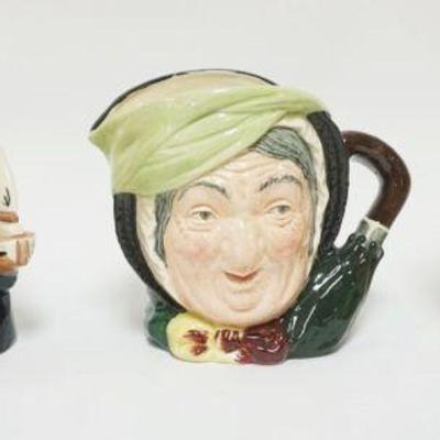 1017	ROYAL DOULTON CHARACTER TOBY JUGS, SAIREY GUMP, YACHTSMAN, JANE SEYMOUR, EACH APPROXIMATELY 8 IN HIGH
