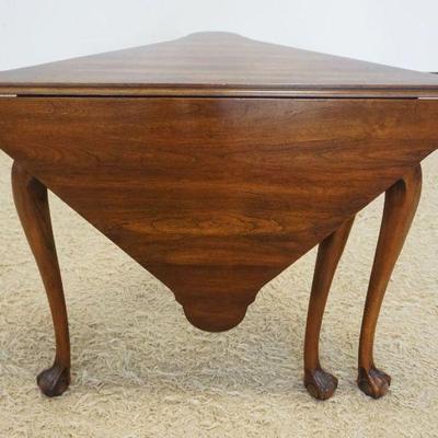 1227	STANTON SOLID CHERRY HANKERCHEIF TABLE *BICENTENIAL COLLECTIONS* WITH BALL & CLAW FEET, OPEN APPROXIMATELY 28 IN X 28 IN X 27 IN H
