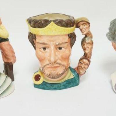 1013	ROYAL DOULTON CHARACTER TOBY JUGS, THE SHAKESPEAREAN COLLECTION, WILLIAM SHAKESPEARE, OTHELLO, MACBETH, EACH APPROXIMATELY 8 IN HIGH
