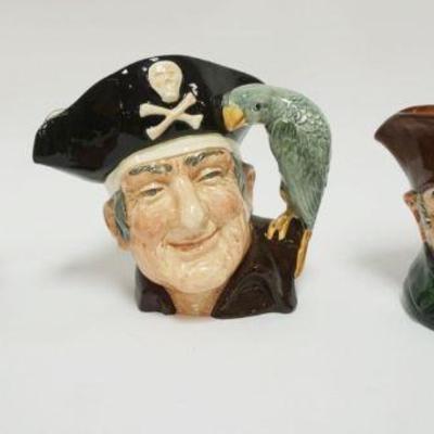 1018	ROYAL DOULTON CHARACTER TOBY JUGS, GRANNY, OLD CHARLEY, LONG JOHN SILVER, EACH APPROXIMATELY 8 IN HIGH
