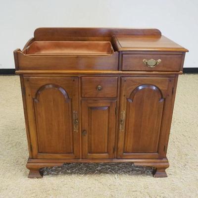 1223	PENNSYLVANIA HOUSE CHERRY DRY SINK WITH COPPER LINING HAVING 2 DRAWERS AND 3 PANELED DOORS, APPROXIMATELY 39 IN X 14 IN X 38 IN H
