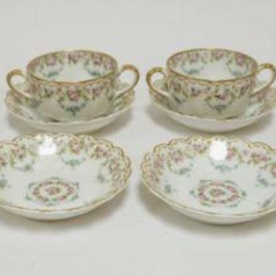 1055	THEODRE HAVILAND BOUILLON CUPS W/UNDERPLATES

