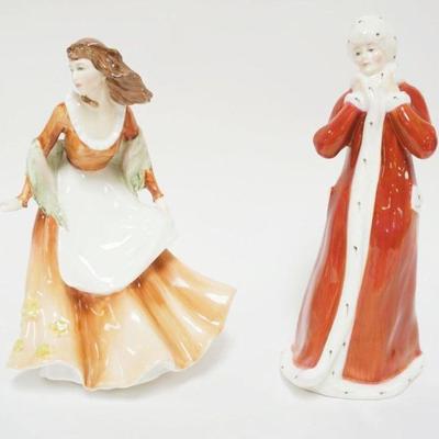 1004	ROYAL DOULTON FIGURES, AUTUMNTIME, WINTERTIME, EACH APPROXIMATELY 9 IN HIGH
